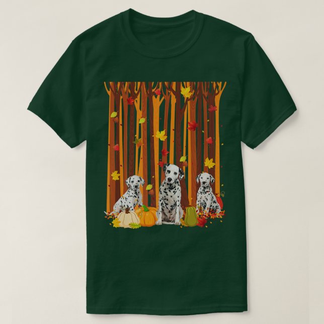 Hello Autumn Dalmatian Maple Leaf Fall Pumpkin Men T-Shirt (Design Front)