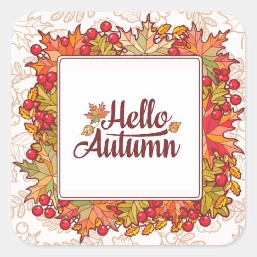 Hello Autumn Fall Floral Thanksgiving Square Sticker