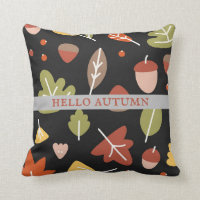 Hello Autumn Fall Leaves Acorns Pattern
