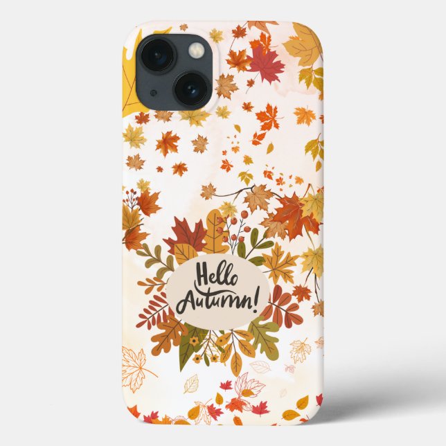 Hello Autumn Fall Leaves Phone Case (Back)