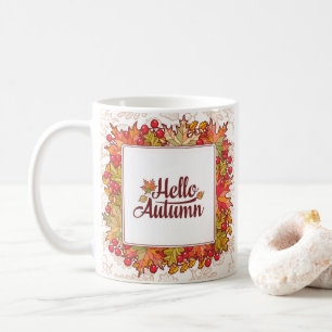 Hello Autumn Fall Season Floral Coffee Mug