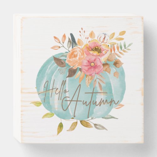 Hello Autumn Fall Watercolor Wood Art Wooden Box Sign