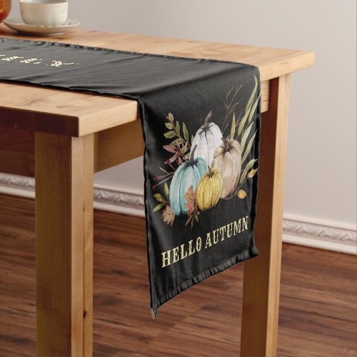 Hello Autumn Family Name Pumpkins  Short Table Run Short Table Runner