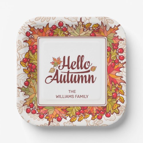 Hello Autumn Festive Fall Floral Thanksgiving  Paper Plates