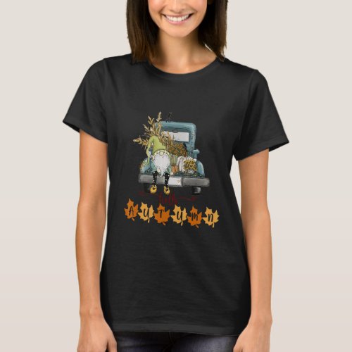 Hello Autumn Gnome On Car The Fall  T_Shirt