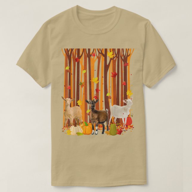 Hello Autumn Goat Maple Leaf Fall Pumpkin Mens Wom T-Shirt (Design Front)