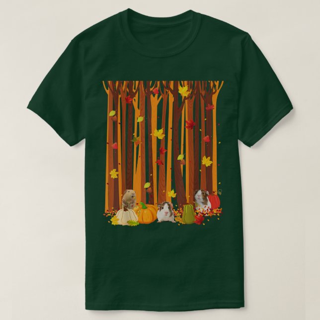 Hello Autumn Guinea Pig Maple Leaf Fall Pumpkin Me T-Shirt (Design Front)