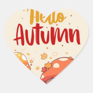 Hello Autumn Heart Sticker