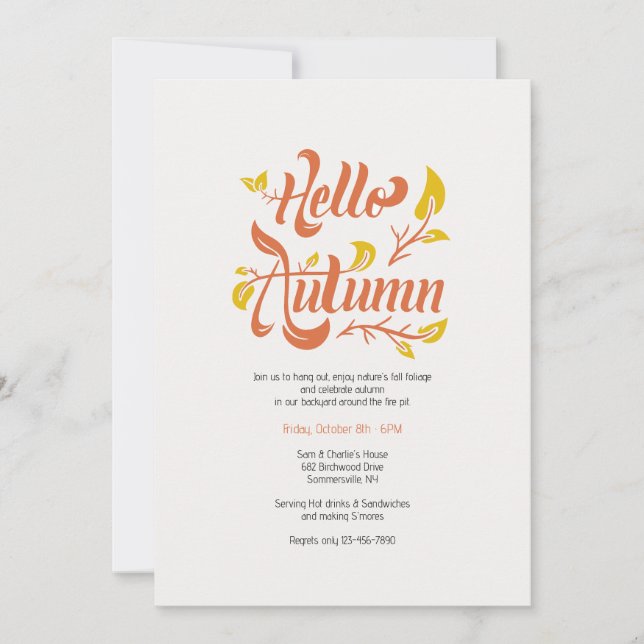 Hello Autumn Invitation (Front)