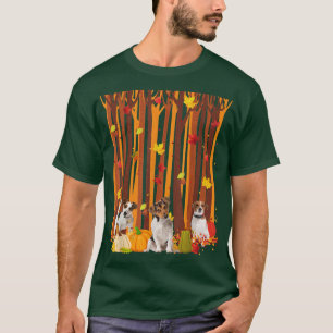 Hello Autumn Jack Russell Maple Leaf Fall Pumpkin  T-Shirt
