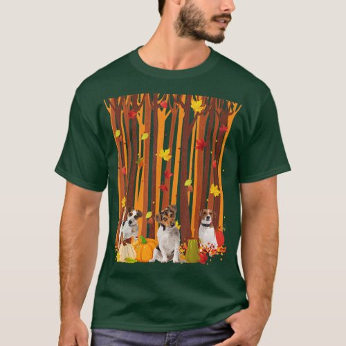 Hello Autumn Jack Russell Maple Leaf Fall Pumpkin  T_Shirt