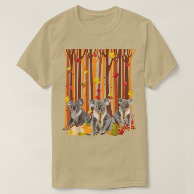 Hello Autumn Koala Maple Leaf Fall Pumpkin Mens Wo T-Shirt (Design Front)