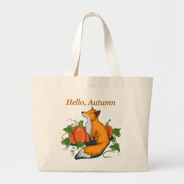 Hello Autumn  Large Tote Bag (Front)