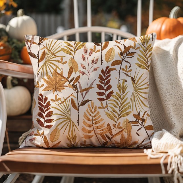 Hello Autumn Leaves Throw Pillow (Creator Uploaded)