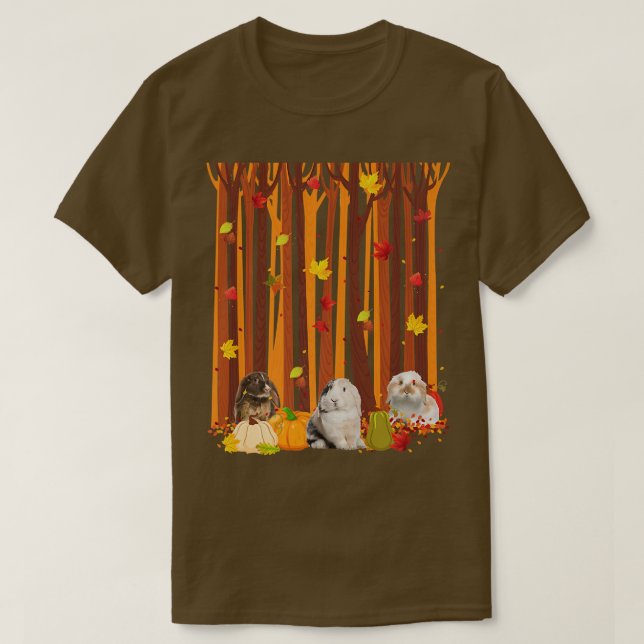 Hello Autumn Rabbit Maple Leaf Fall Pumpkin Mens W T-Shirt (Design Front)