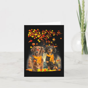 Hello Autumn Season Happy Thanksgiving Dachshund F Card