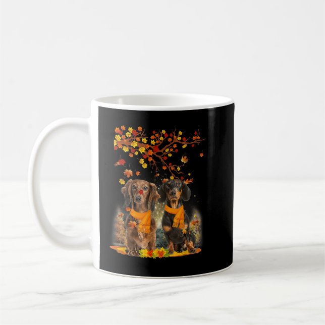 Hello Autumn Season Happy Thanksgiving Dachshund F Coffee Mug (Left)