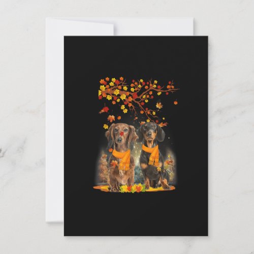 Hello Autumn Season Happy Thanksgiving Dachshund F Invitation