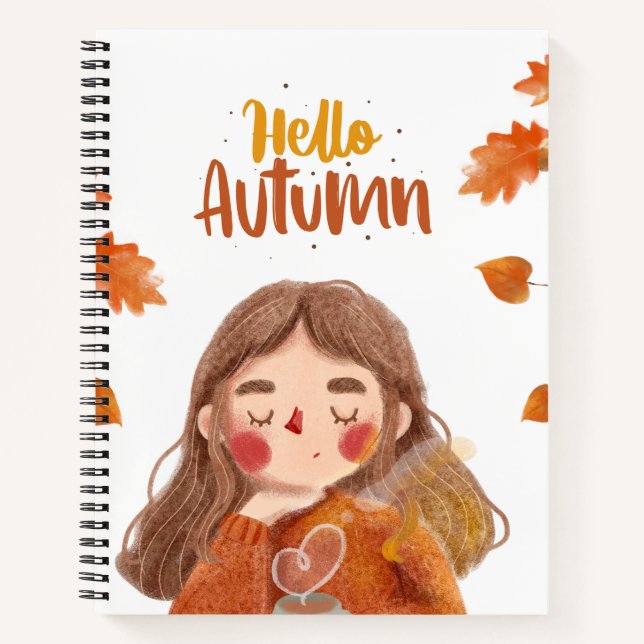 Hello Autumn Spiral Notebook – Cozy & Creative (Front)