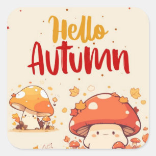 Hello Autumn Square Sticker