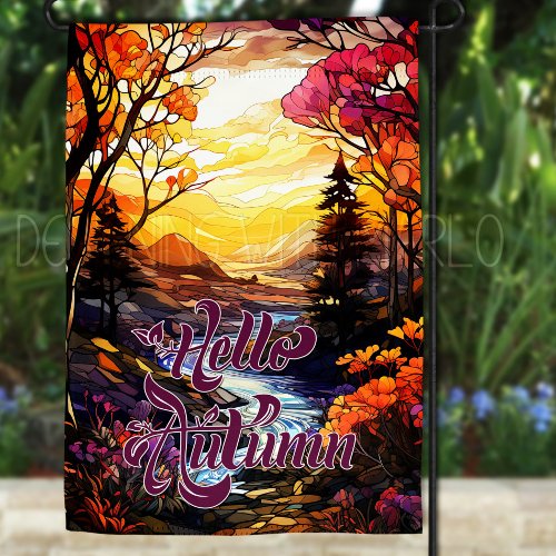 Hello Autumn Stained Glass StyleLook Garden Flag