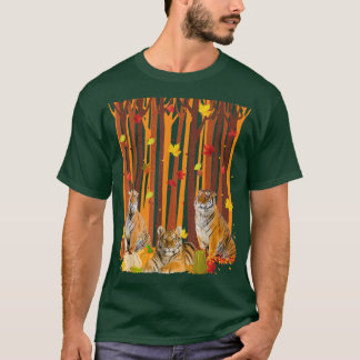 Hello Autumn Tiger Maple Leaf Fall Pumpkin Mens Wo T-Shirt