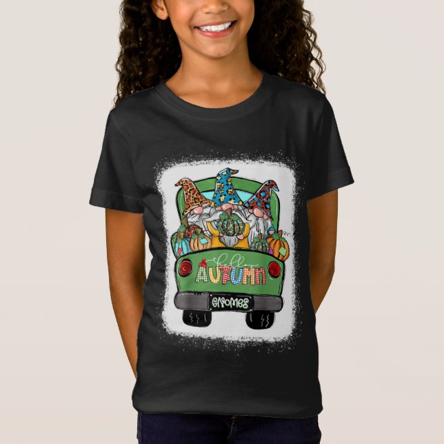 Hello Autumn Truck Gnomes Pumpkin Fall Leaves Than T-Shirt (Front)