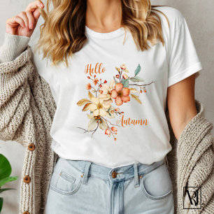 Hello Autumn Watercolor Fall Floral T-Shirt