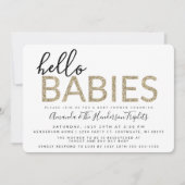 Hello Babies, Twins or Triplets Baby Shower Invitation (Front)