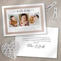 Hello Baby 3 Photo Script Birth Announcement