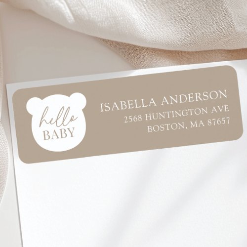 Hello Baby Bear Baby Shower Address Label