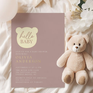 Hello Baby Bear Baby Shower Foil Invitation