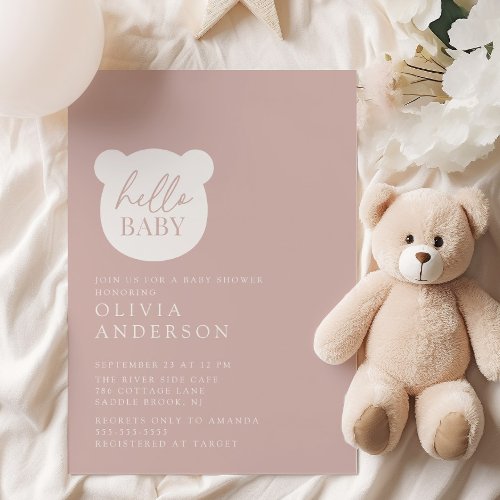 Hello Baby Bear Baby Shower Invitation