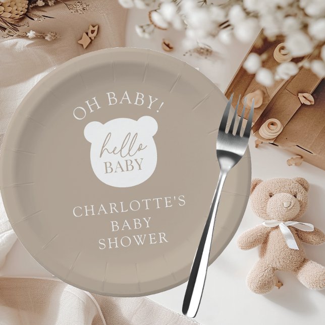 Hello Baby Bear It's a Boy Paper Plates (Creator Uploaded)
