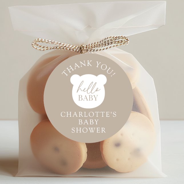 Hello Baby Bear Thank You Classic Round Sticker (Creator Uploaded)