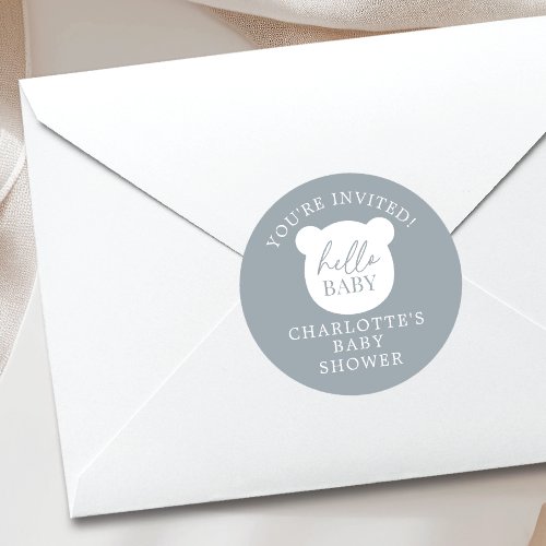 Hello Baby Bear Youre Invited Classic Round Sticker