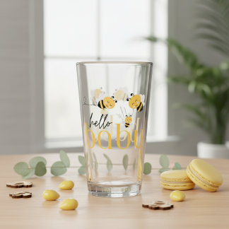 Hello Baby Bee Shower Drinking Glass