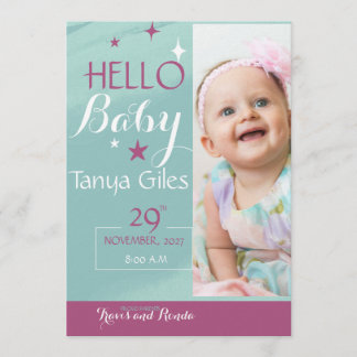 Hello Baby Birth Announcement Card