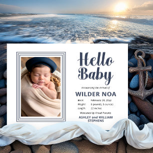 Hello Baby Birth Announcement Letterpress Photo 