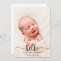 Hello Baby Birth Announcement Photo Card