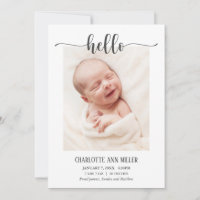 Hello Baby Birth Announcement Photo Card