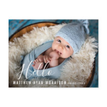 Hello baby birth announcement postcard