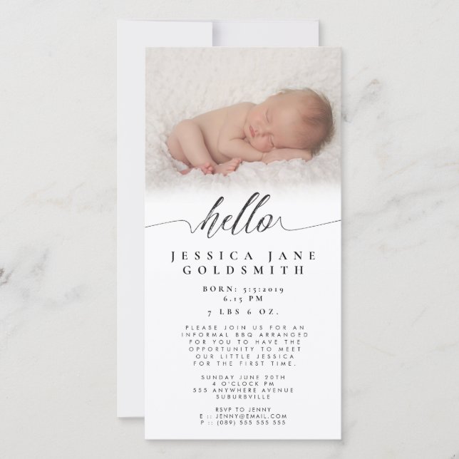 Hello Baby Birth Announcement Sip & See Party (Front)