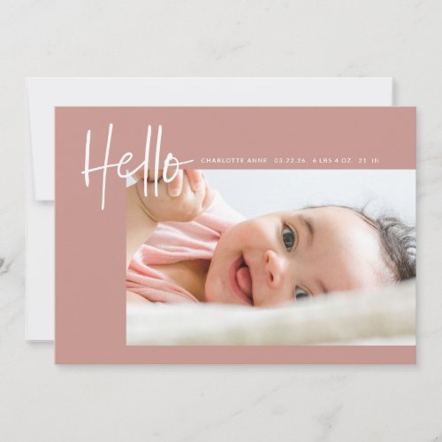 Hello Baby Birth Photo Announcement Boy Girl Pink