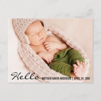 Hello Baby Birth Photo Announcement Postcard B by HappyMemoriesPaperCo at Zazzle