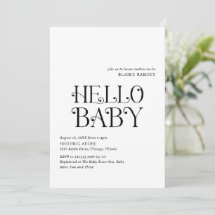Hello Baby Black White Modern Baby Shower Invitation