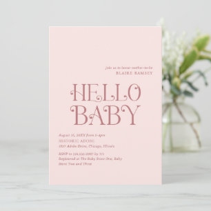 Hello Baby Blush Pink Modern Baby Shower Invitation