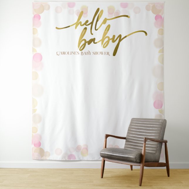 Hello Baby Boho Baby Girl Shower Backdrop (In Situ)