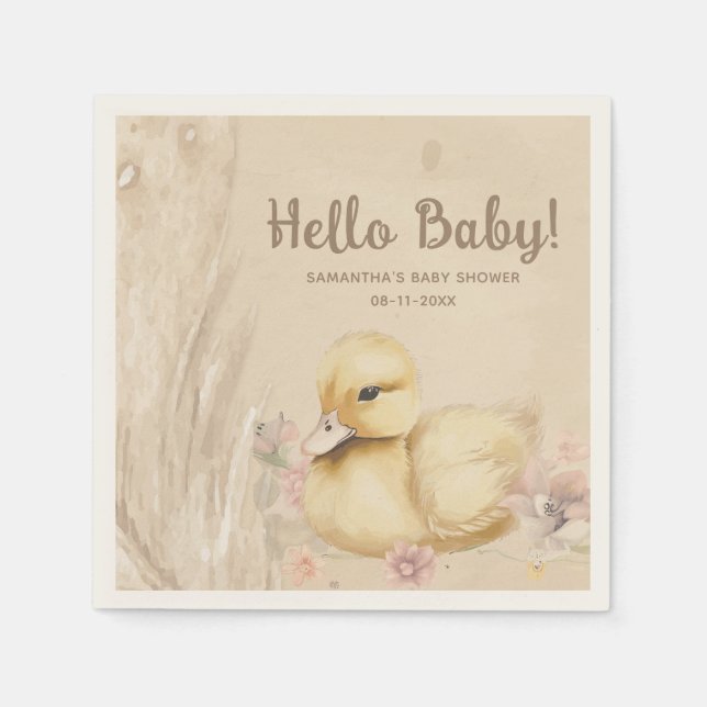 Hello Baby! boho baby shower Napkins (Front)