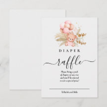 Hello Baby Boho Bear Shower Diaper Raffle